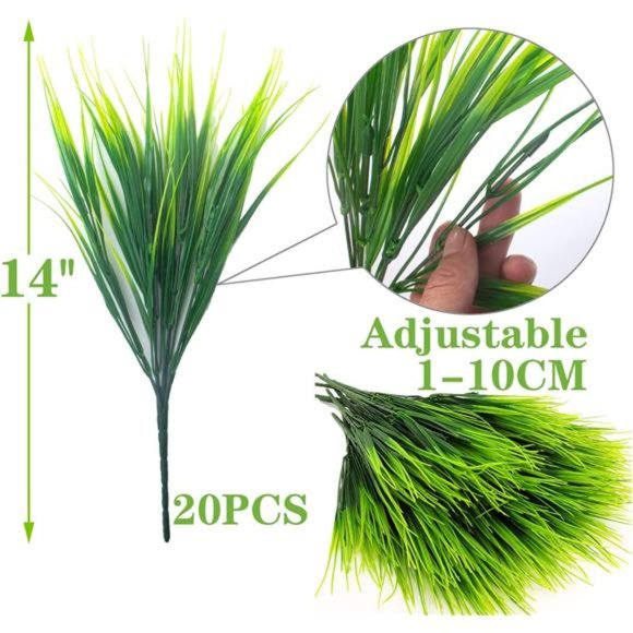 20 Bundles Artificial Outdoor Plants Fake Wheat Grass Greenery Shrubs UV Resist - Picture 7 of 7